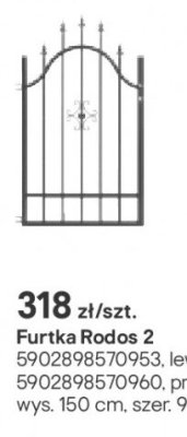 Furtka Rodos 2 150x90 cm promocja w Castorama