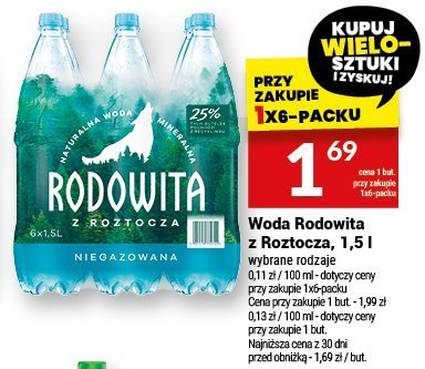 Woda Rodowita z Roztocza n/gaz, 1,5 l promocja w Twój Market