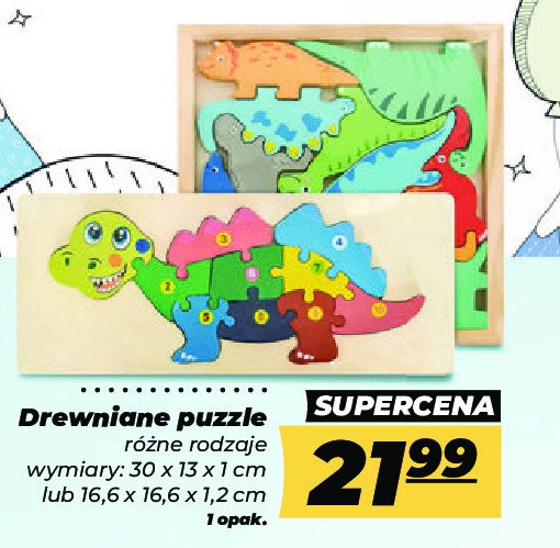 Puzzle drewniane 16.6 x 16.6 x 1.2 cm promocja