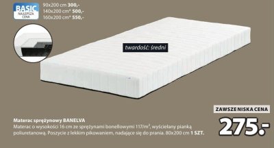 Materac sprężynowy BANELVA promocja w Jysk