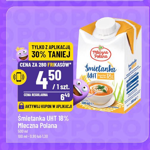 Śmietanka uht 18 % Mleczna polana promocja