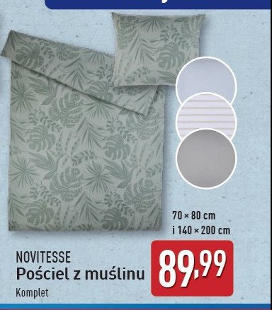 Komplet po艣cieli mu艣linowej 140 x 200 cm + 70 x 80 cm Novitesse promocja