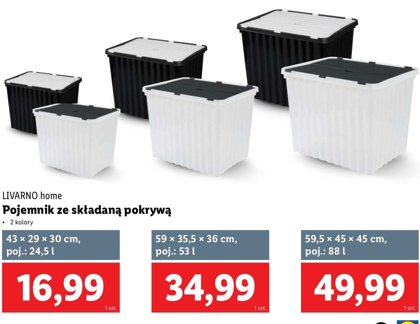 Pojemnik ze składamą pokrywą 88l LIVARNO HOME promocja w Lidl