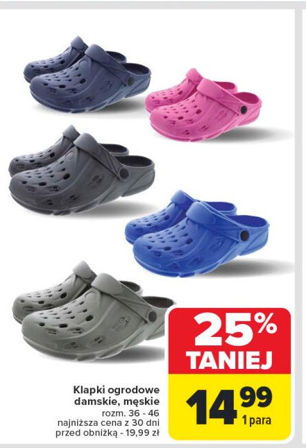 Klapki ogrodowe damskie 36-46 promocja