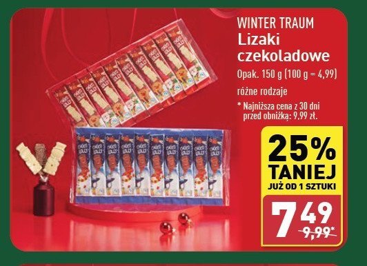 Lizaki z czekolady mlecznej Wintertraum promocja