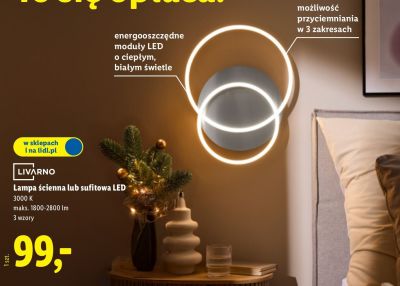 Lampa ścienna / sufitowa LED 3000 K promocja w Lidl
