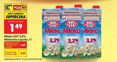 Mleko UHT 3,2% Mlekovita Łączka 1 l promocja w Biedronka