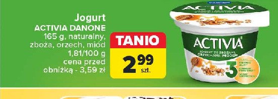 Jogurt ze zbożami orzechami i miodem Danone activia promocja