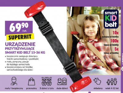 Pas bezpieczeństwa dla dzieci 4-12 lat Smart kid belt promocja