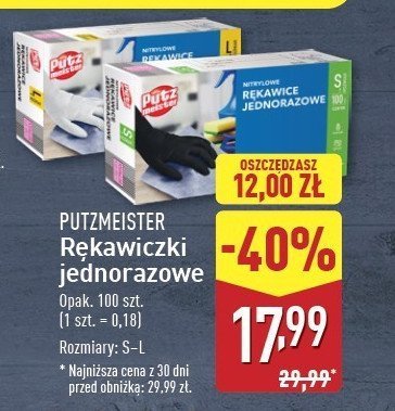 Rękawice jednorazowe s Putzmeister promocja w Aldi