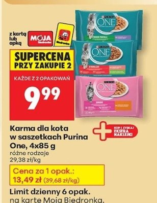 Karma dla kota w saszetkach 4x85 g różne rodzaje promocja w Biedronka