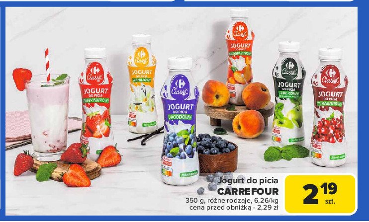 Jogurt do picia brzoskwiniowy Carrefour promocja w Carrefour