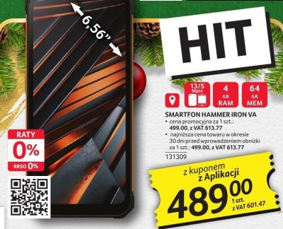 Smartfon Hammer Iron LVA 13/5 MPX, 4 GB RAM, 64 GB MEM promocja w Selgros