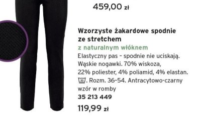 Spodnie wzorzyste żakardowe ze stretchem z naturalnym włóknem promocja w Tchibo