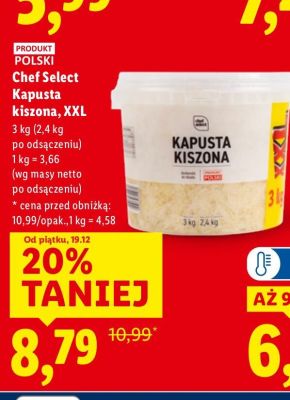 Kapusta Chef Select kiszona XXL 3kg promocja w Lidl