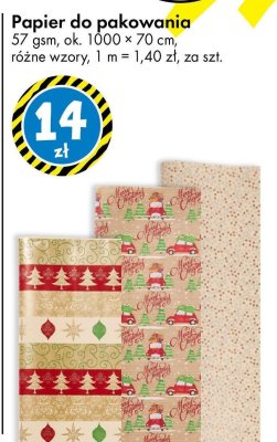 Papier do pakowania 57 gsm, ok. 1000 × 70 cm, różne wzory promocja w Tedi