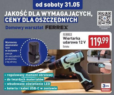 Wiertarka udarowa 12 v Ferrex promocja