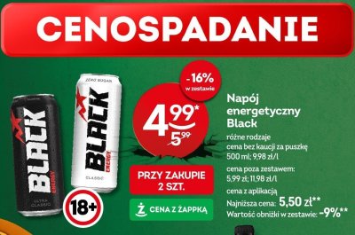 Napój energetyczny Black różne rodzaje promocja w Żabka