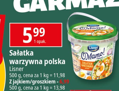 Sałatka polska warzywna Lisner o mamo! promocja w Leclerc