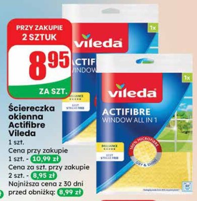 Ściereczka okienna Actifibre Vileda promocja w Dino
