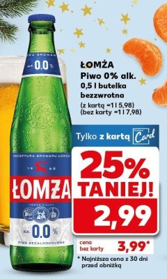 Piwo Łomża 0% alk. 0,5 l butelka bezzwrotna (z kartą =11,5,98) (bez karty =11,7,98) promocja w Kaufland