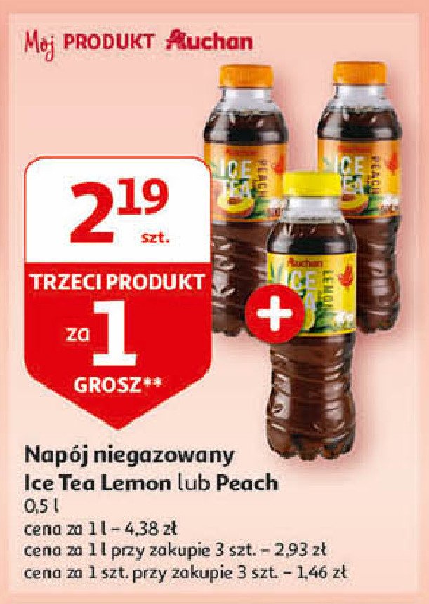 Napój brzoskwiniowy Auchan ice tea promocja