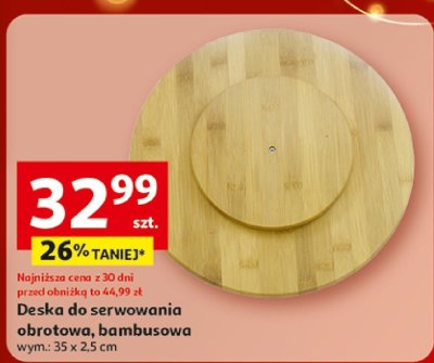 Deska do serwowania obrotowa, bambusowa wym.: 35 x 25 cm promocja w Auchan
