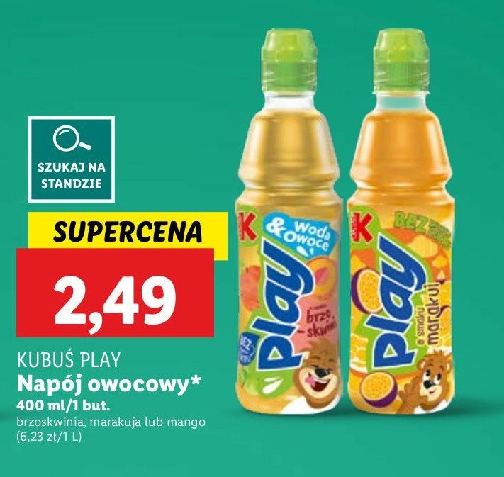 Napój jabłko-brzoskwinia Kubuś play! woda & owoce promocja