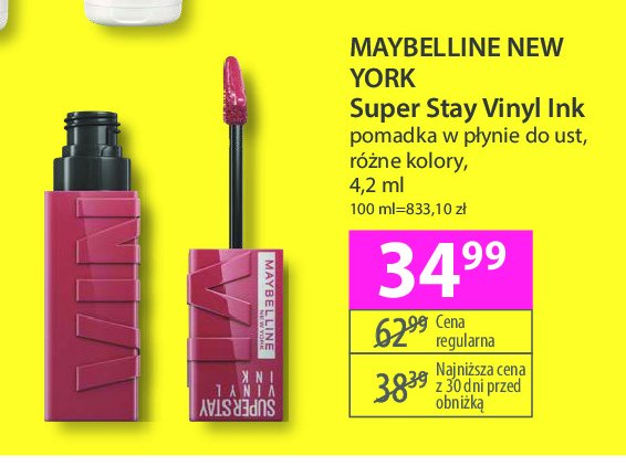 Pomadka w płynie do ust 30 unrivaled Maybelline superstay vinyl ink promocja