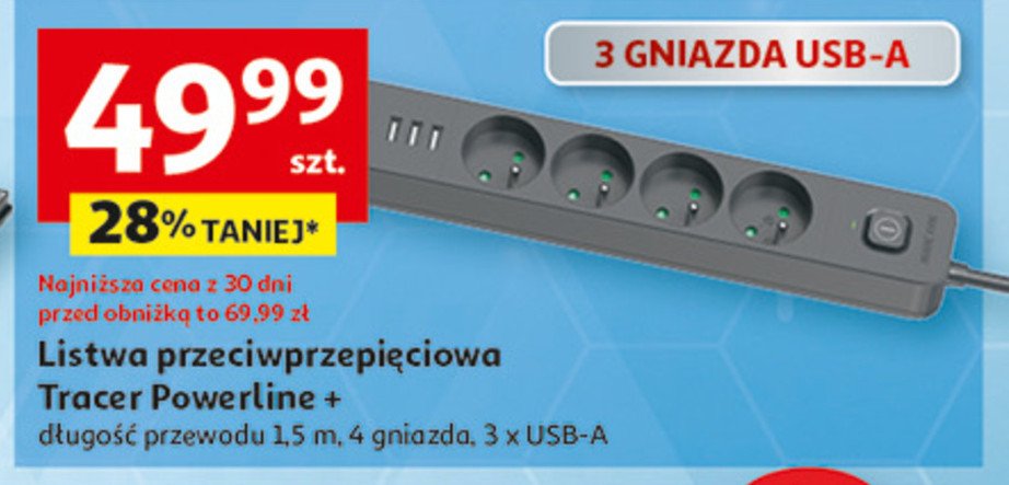 Listwa przeciwprzepięciowa powerline+ Tracer promocja