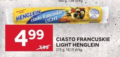 Ciasto francuskie light Henglein promocja w Stokrotka