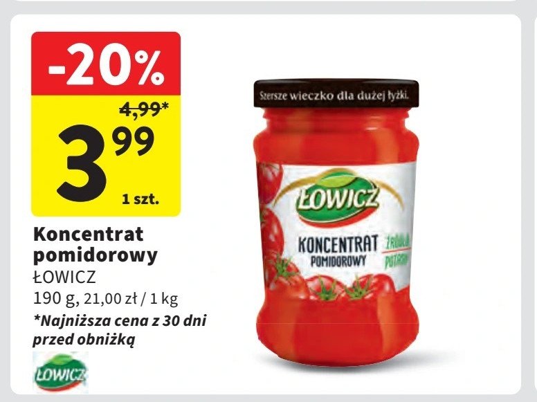 Koncentrat pomidorowy 30 % Łowicz promocja