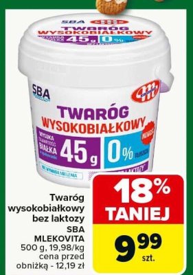 Twaróg wysokobiałkowy bez laktozy SBA MLEKOVITA promocja w Carrefour Market