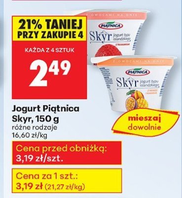 Jogurt Piątnica Skyr, 150 g promocja w Biedronka
