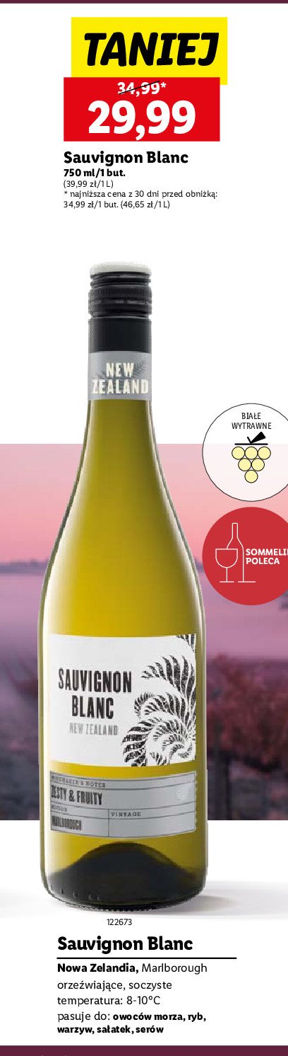 Wino New zeland sauvignon blanc promocja w Lidl