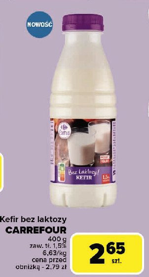 Kefir bez laktozy Carrefour extra promocja