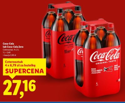 Napój Coca-Cola lub Zero 4x2 l promocja w Lidl