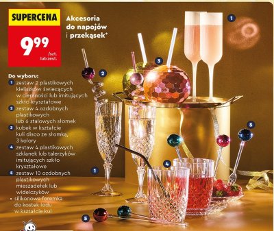 Akcesoria do napojów i przekąsek - Zestaw 10 ozdobnych plastikowych mieszadełek lub widelczyków promocja w Biedronka