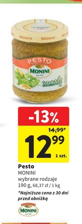 Pesto ruccola Monini promocja w Intermarche