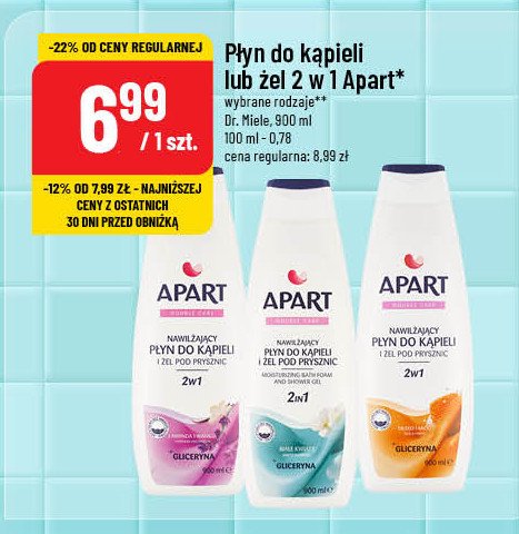 Płyn do kąpieli i żel pod prysznic 2w1 róża Apart double care promocja w POLOmarket