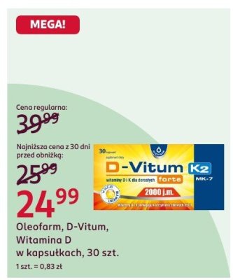 D-Vitum, Witamina D w kapsułkach, 30 szt. promocja w Rossmann