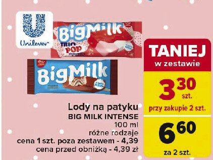 Lód trio Algida big milk promocja