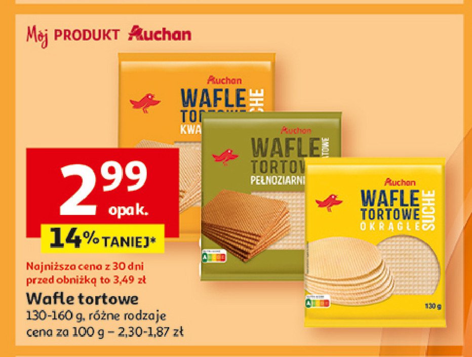 Wafle tortowe okrągłe Auchan promocja