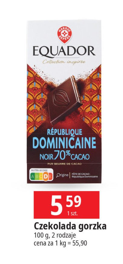 Czekolada dominikana 70% cacao Wiodąca marka equador promocja