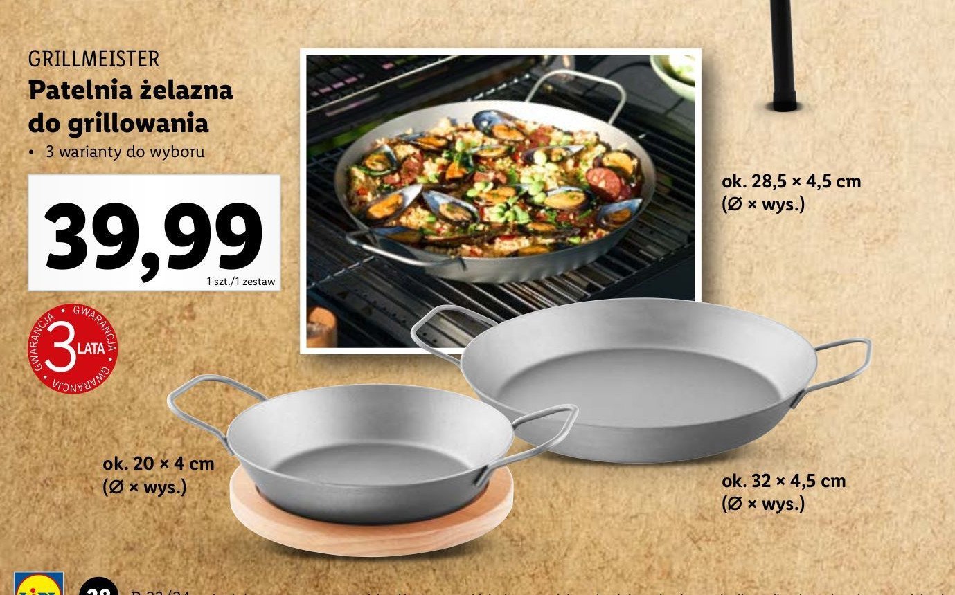 Patelnia żelazna 32 x 4.5 cm Grill meister promocja