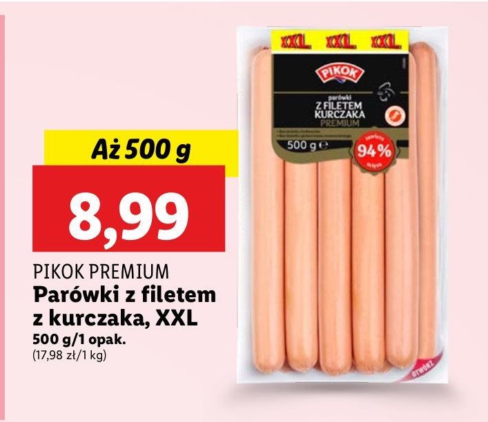 Parówki z filetem z kurczaka premium Pikok promocja