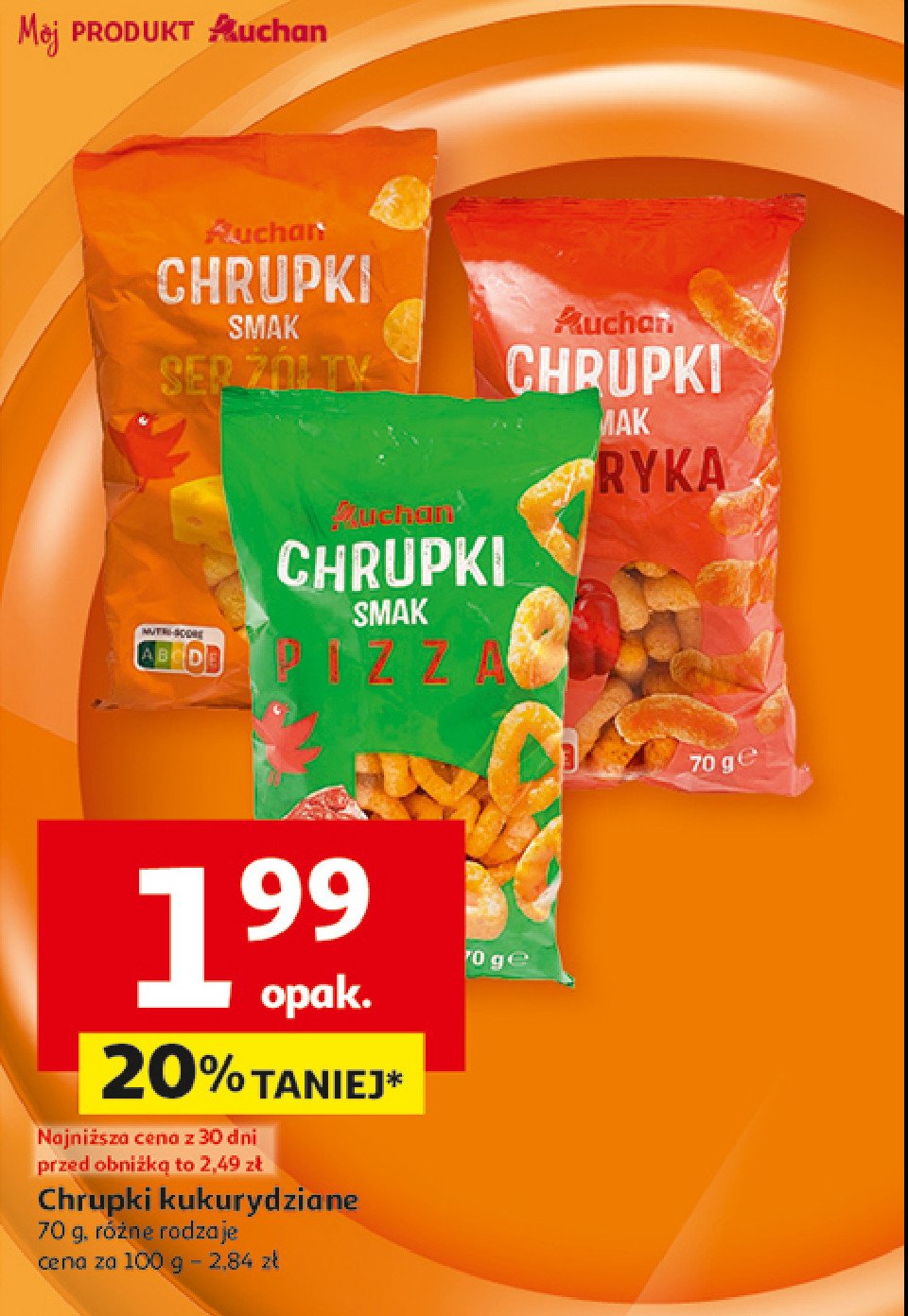 Chrupki paprykowe Auchan różnorodne (logo czerwone) promocja