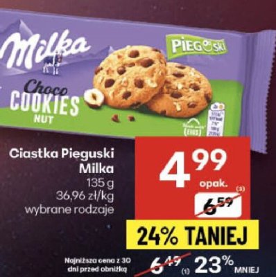 Ciastka Pieguski Milka promocja w Delikatesy Centrum
