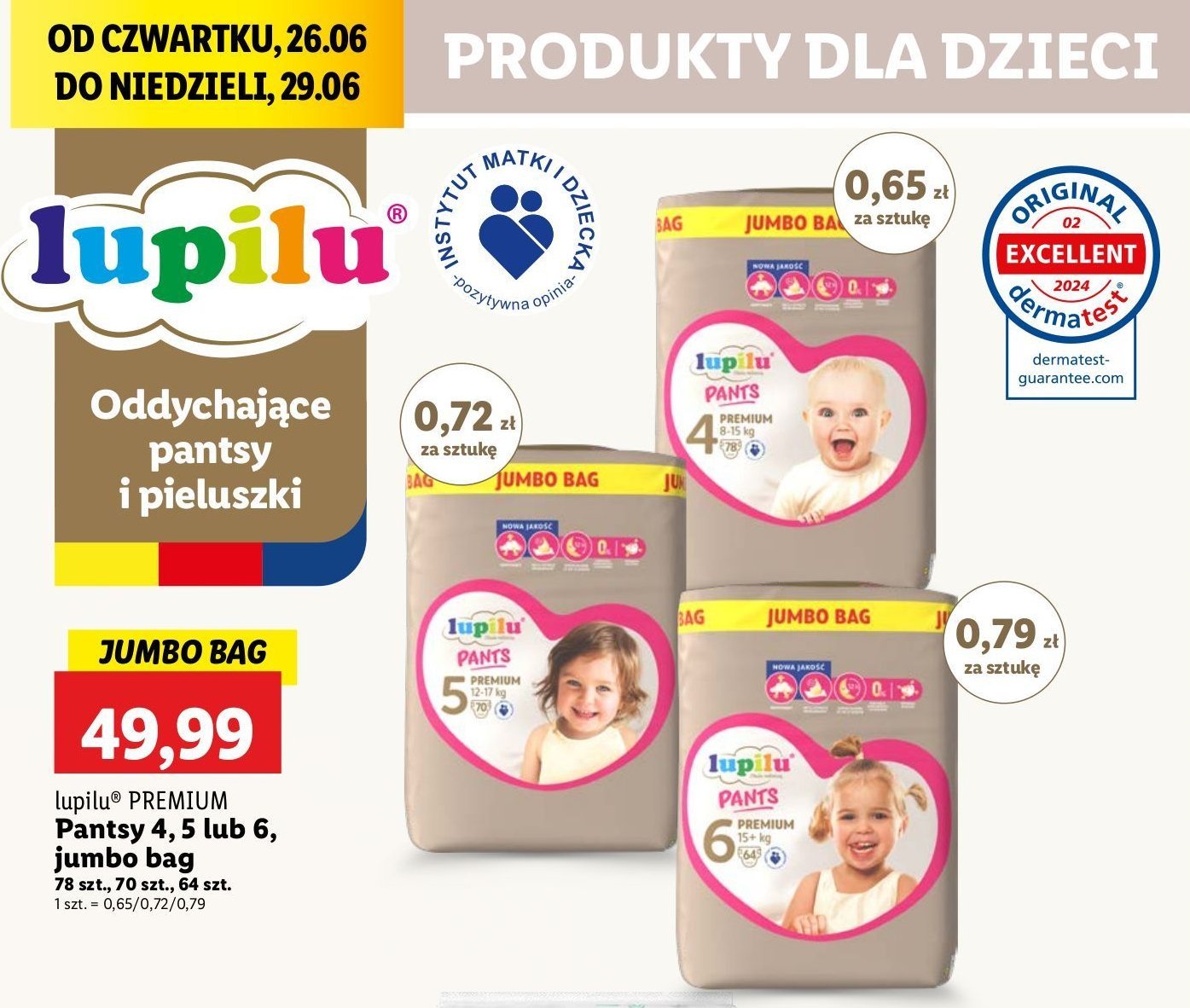 Pieluchomajtki 6 extra large LUPILU PANTS PREMIUM promocja