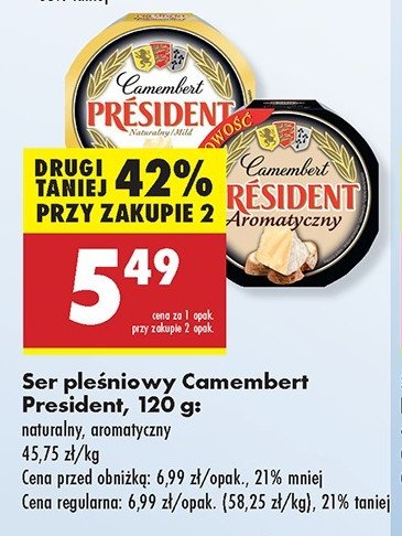 Ser camembert aromatyczny President promocja w Biedronka